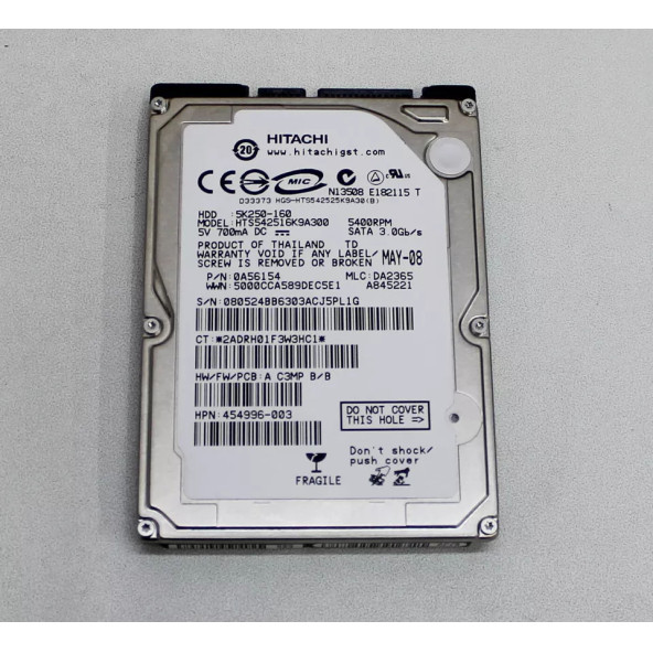 2. EL 160GB SATA NOTEBOOK HITACHI HTS542516K9A300 2.5''' INCH HARD DRIVE