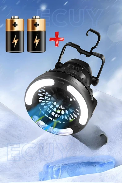 Taşınabilir Askılı Vantilatör – Masaüstü Kullanım, Pil İle Çalışan Fan, Işıklı Soğutucu Mini Fan