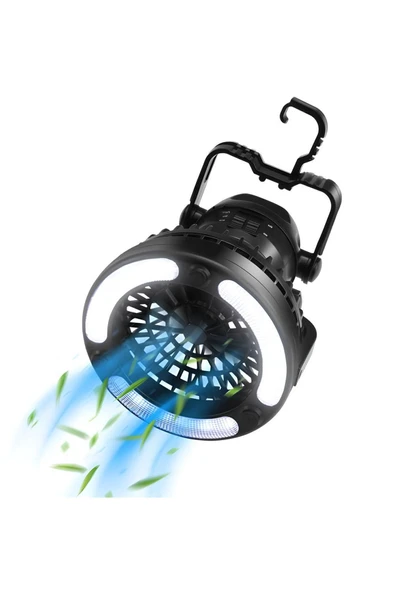Taşınabilir Askılı Vantilatör – Masaüstü Kullanım, Pil İle Çalışan Fan, Işıklı Soğutucu Mini Fan - 6