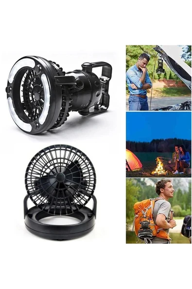 Taşınabilir Askılı Vantilatör – Masaüstü Kullanım, Pil İle Çalışan Fan, Işıklı Soğutucu Mini Fan - 3