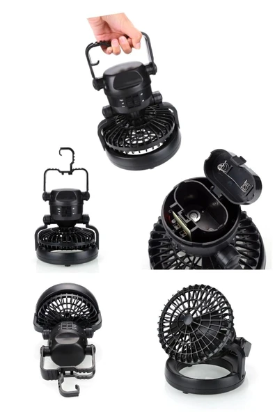Taşınabilir Askılı Vantilatör – Masaüstü Kullanım, Pil İle Çalışan Fan, Işıklı Soğutucu Mini Fan - 5