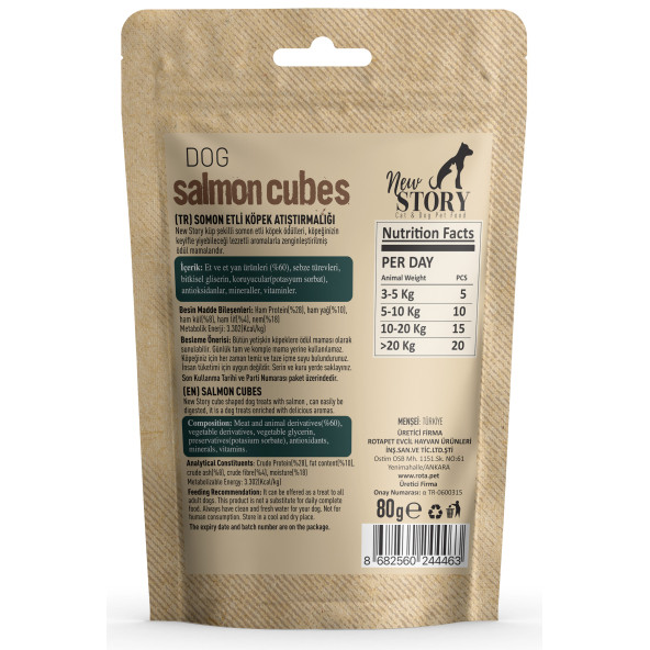 Amore Çinko Biyotin Tableti 72li Tüy Dökümü, New Story Salmon Cubes 80gr Köpek Ödül Çubuğu - 3
