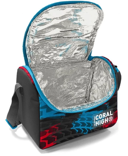 Coral High Gri Mavi Yarış Arabası Desenli Erkek Çocuk Isı Yalıtımlı Beslenme Çantası ve Kalemlik Seti - Resim 2