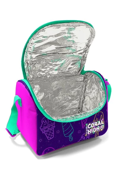 Coral High Mor Pembe Dondurma Desenli Kız Çocuk Isı Yalıtımlı Beslenme Çantası ve Kalemlik Seti - Resim 2