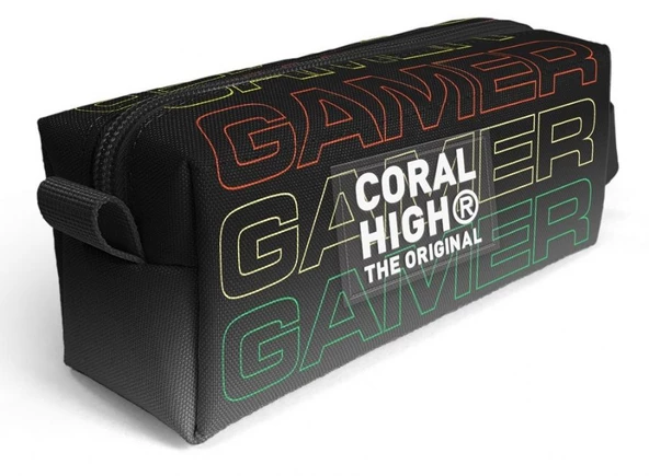 Coral High Siyah Gri Gamer Desenli Erkek Çocuk Isı Yalıtımlı Beslenme Çantası ve Kalemlik Seti - Resim 3