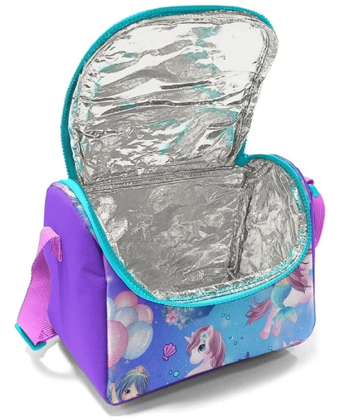 Coral High Üç Gözlü İlkokul Çantası ve Beslenme Çantası - Mor Pembe Unicorn Desenli - Kız Çocuk - Resim 3