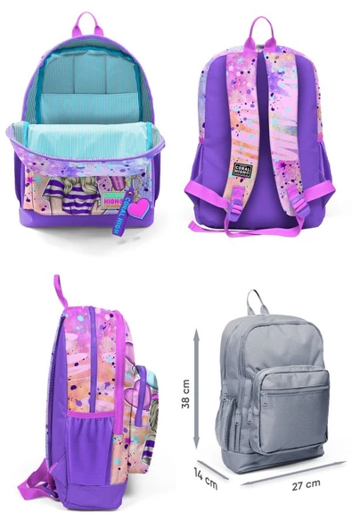 Coral High İlkokul Sırt Çantası ve Kalemlik Seti - Pembe Mor Fashion Girl - Kız Çocuk - 2