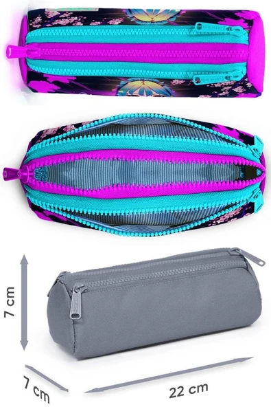 Coral High İlkokul Sırt Çantası ve Kalemlik Seti - Mor Pembe Anime Kedi - Kız Çocuk - Resim 3