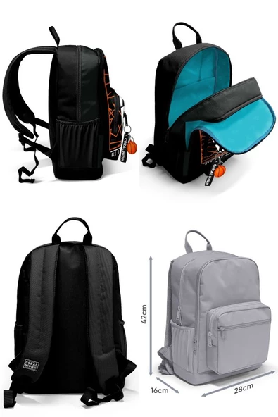 Coral High Üçlü İlk ve Ortaokul Okul Çanta Seti - Siyah Basketbol - Erkek Çocuk - Resim 2