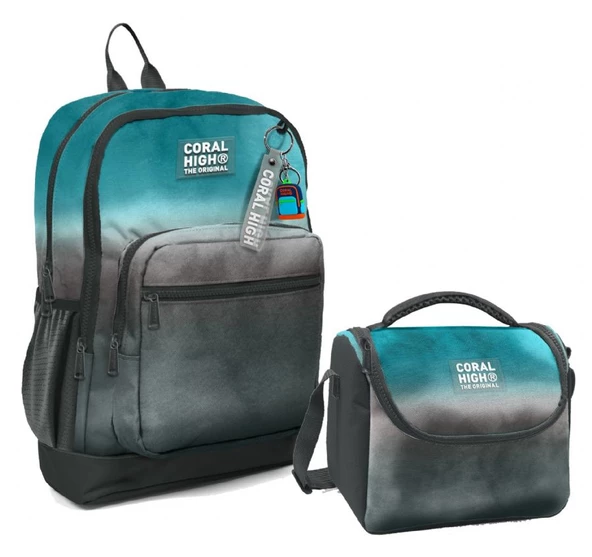 Coral High Dört Bölmeli Erkek Çocuk Okul Sırt Çantası ve Beslenme Seti - Turkuaz Gri Batik ürün görseli