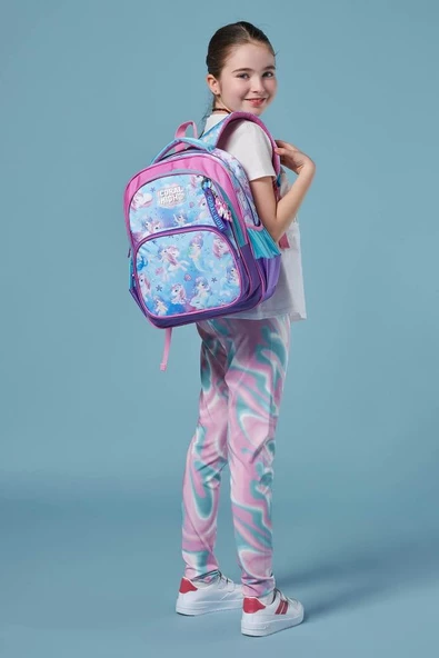 Coral High Mor Pembe Unicorn İlkokul ve Günlük Sırt Çantası - Kız Çocuk - Resim 3