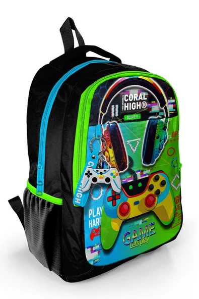 Coral High Kulaklık Game İlkokul  Ortaokul ve Günlük Sırt Çantası - Erkek Çocuk