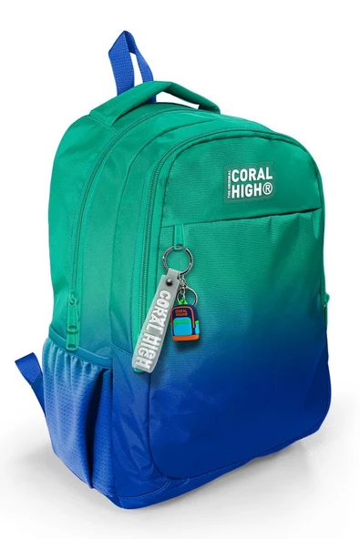 Coral High Yeşil Saks Renk Geçişli İlkokul Ortaokul ve Günlük Sırt Çantası - Erkek Çocuk