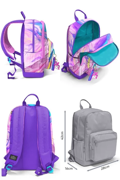 Coral High Dört Bölmeli Unicorn Ortaokul Çantası - Kız Çocuk - Resim 3
