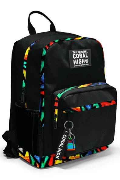 Coral High Dört Bölmeli Siyah Grafiti Ortaokul Çantası - Erkek Çocuk