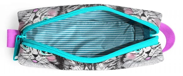 Coral High Gri Kedi Tek Bölmeli Kalemlik - Kız Çocuk Kalem Çantası - Resim 3