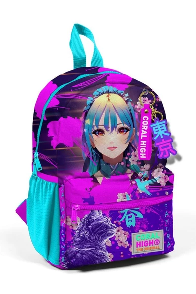 Coral High Mor Pembe Anime Kedi Mini Yuva Sırt Çantası - Kız Çocuk