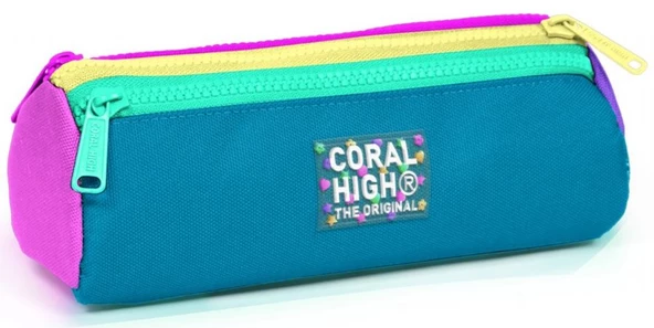 Coral High Pembe Pastel Renkli Üç Bölmeli Kalem Çantası - Kız Çocuk ürün görseli