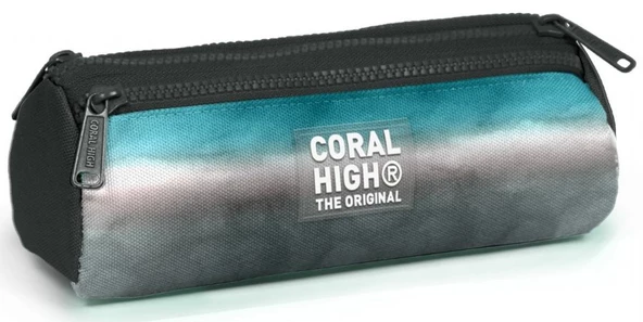 Coral High Turkuaz Gri Batik Üç Bölmeli Kalem Çantası - Erkek Çocuk