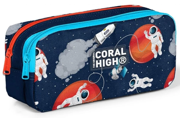 Coral High Lacivert Mavi Astronot İki Bölmeli Kalem Çantası - Erkek Çocuk