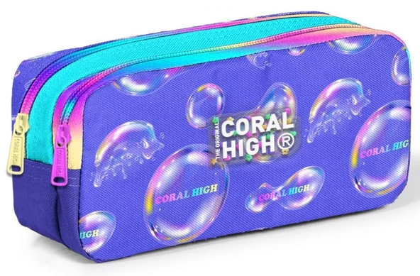 Coral High Lavanta Pembe Baloncuk İki Bölmeli Kalem Çantası - Kız Çocuk