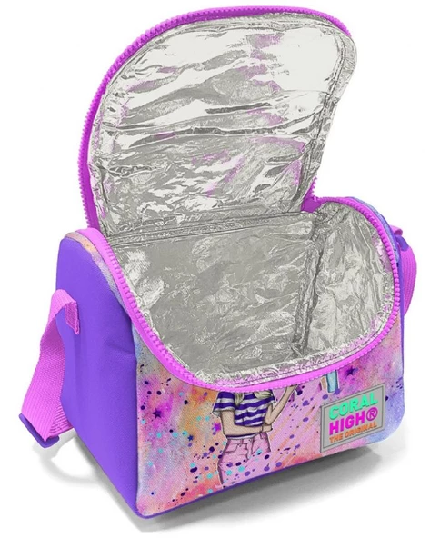 Coral High Pembe Mor Fashion Girl Isı Yalıtımlı Beslenme Çantası - Kız Çocuk - Resim 2