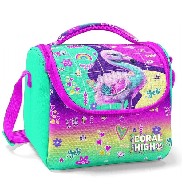 Coral High Pembe Su Yeşili Flamingo Isı Yalıtımlı Beslenme Çantası - Kız Çocuk ürün görseli