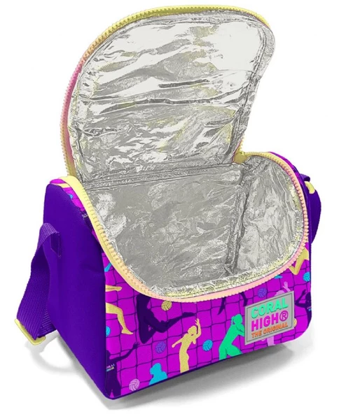 Coral High Dört Bölmeli Kız Çocuk Okul Sırt Çantası ve Beslenme Seti - Pembe Mor Voleybol - Resim 3