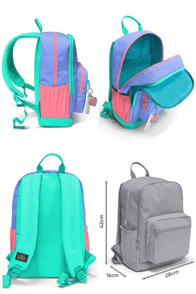 Coral High Dört Bölmeli Ortaokul Çantası ve Beslenme Çantası Seti - Derin Mavi - Erkek Çocuk - Resim 2