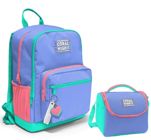 Coral High Dört Bölmeli Ortaokul Çantası ve Beslenme Çantası Seti - Derin Mavi - Erkek Çocuk