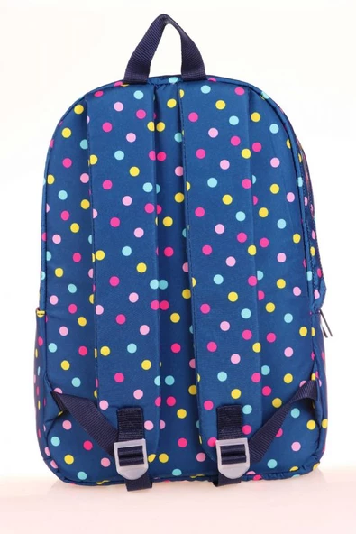 Kaukko Kids Lacivert Puantiyeli Kız Çocuk İlkokul ve Ortaokul Okul Sırt Çantası - Resim 2