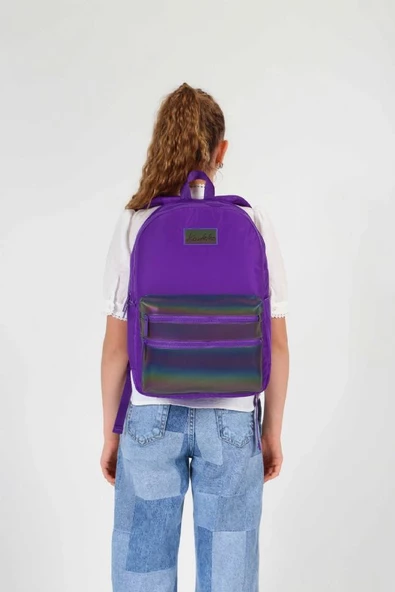 Kaukko Kids Mor Çok Renkli Kız Çocuk Okul Sırt Çantası - Resim 4