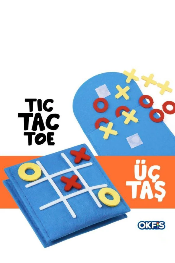 XOX 3 Taş Zarf Tasarımlı Keçe Kutu Oyunu Tic Tac Toe