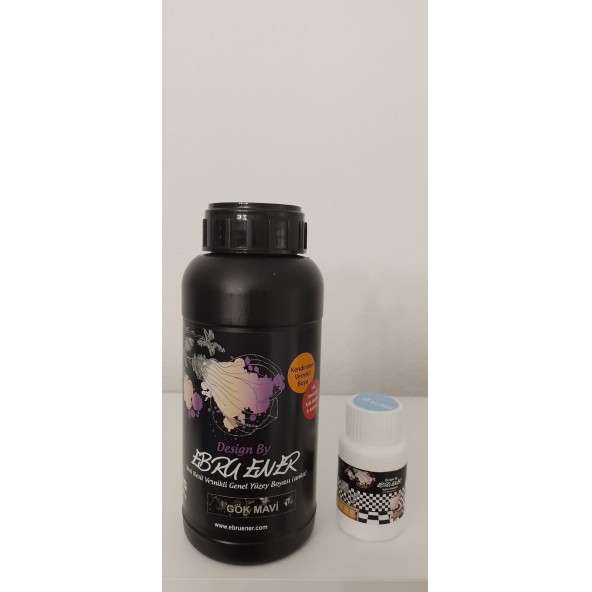 Ebru Ener Anka Vernikli Genel Yüzey Boyası Gök Mavi 500 gr. ve Katkı Maddesi 15 gr.