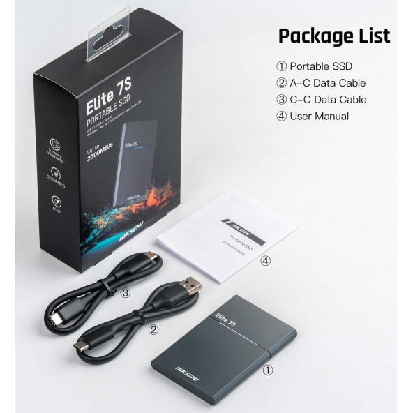 Hiksemi Elite 7S 2TB 2000MB/s Taşınabilir SSD HS-ESSD-Elite7S 2T - 3
