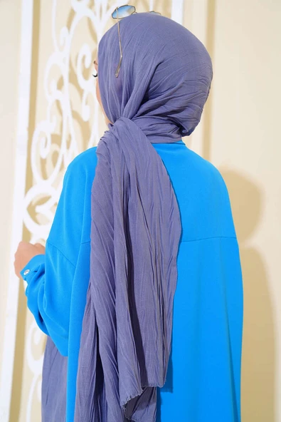 Piliseli Pamuk Şal İndigo - Resim 3