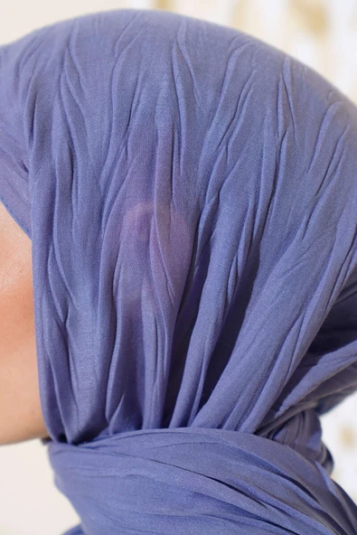 Piliseli Pamuk Şal İndigo - Resim 4