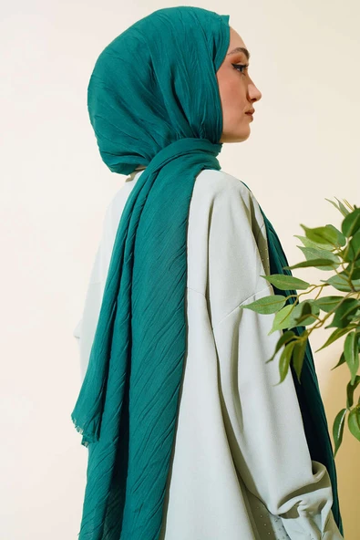 Piliseli Pamuk Şal Zümrüt - Resim 3