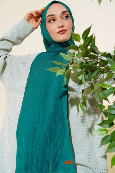 Piliseli Pamuk Şal Zümrüt - Resim 2