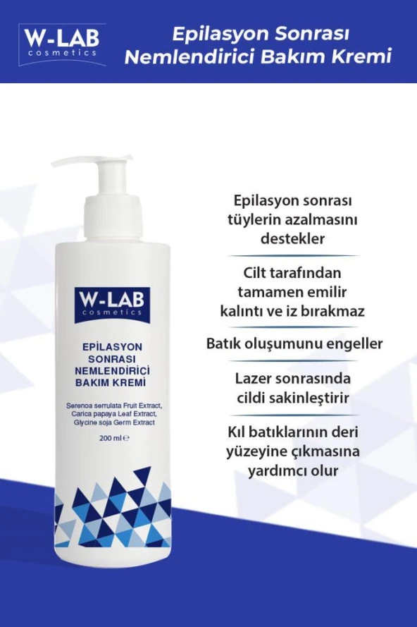 W-Lab Kozmetik Epilasyon Sonrası Nemlendirici Bakım Kremi 200 ML