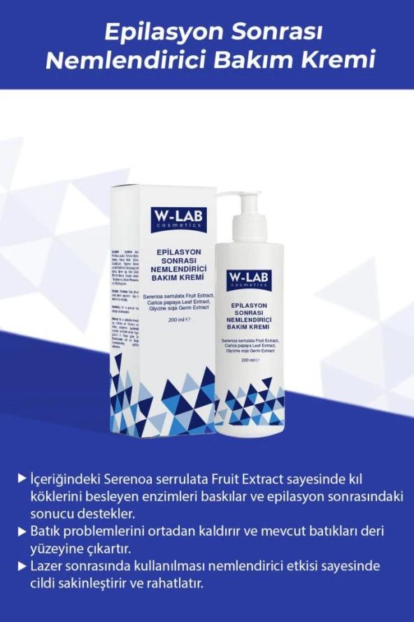 W-Lab Kozmetik Epilasyon Sonrası Nemlendirici Bakım Kremi 200 ML - 3