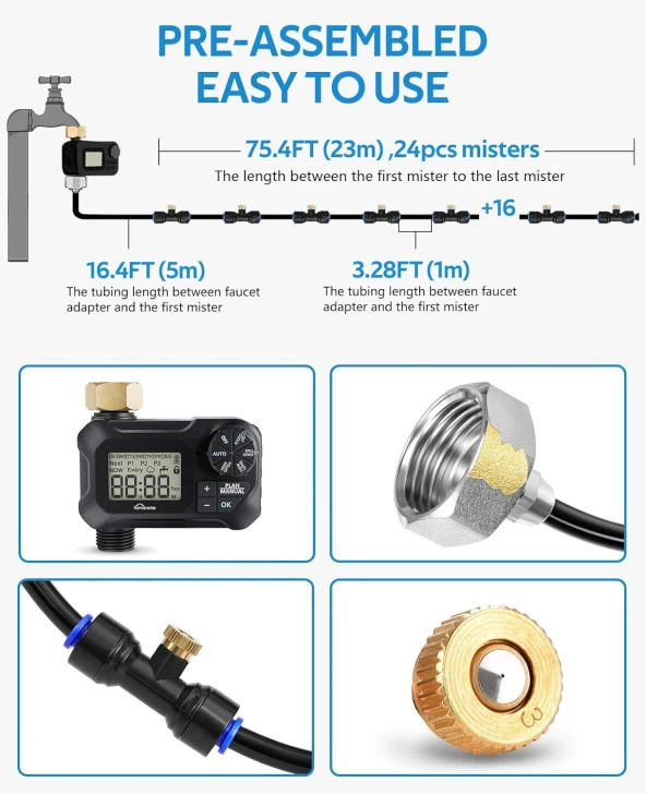 HOMENOTE Otomatik Zamanlayıcılı Prinç Sisleme ve Soğutma Sistemi (28 Metre) - 2