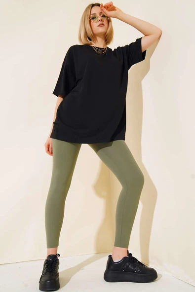 Oversize Basic T-shirt Siyah - Resim 2