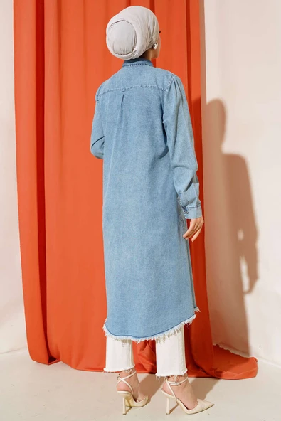 Püsküllü Kot Tunik Kot Mavisi - Resim 3