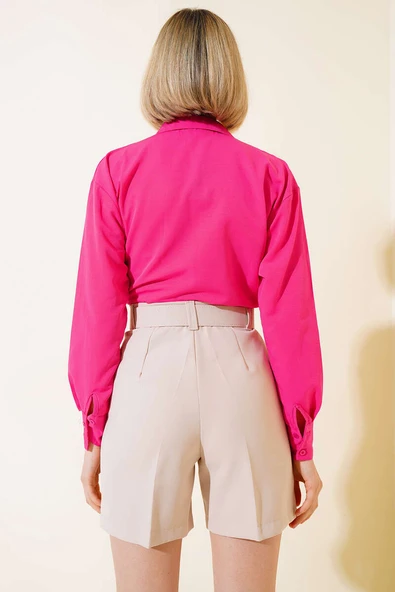 Çımalı Kemerli Şort Taş - Resim 3