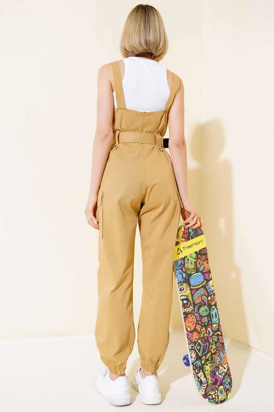 Kargo Cepli Askılı Tulum Hardal - Resim 3