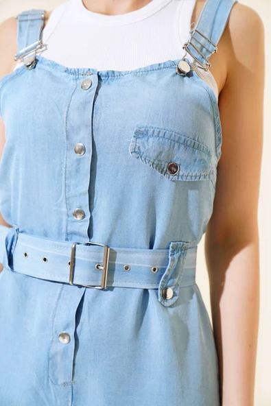 Kargo Cepli Askılı Tulum Açık Mavi - Resim 4