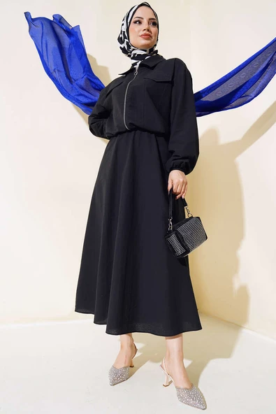 Kol Bilekleri Lastikli Etekli Takım Siyah ürün görseli 1