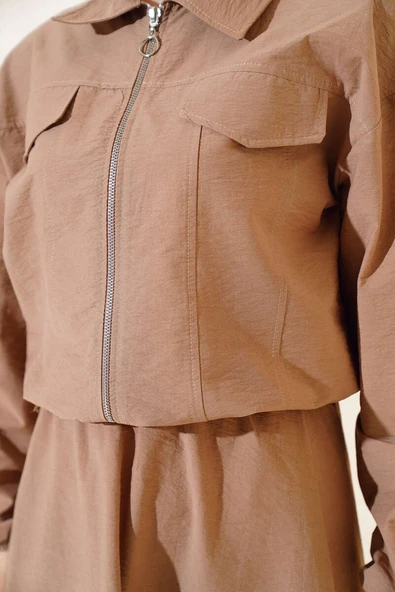 Kol Bilekleri Lastikli Etekli Takım Vizon - Resim 4