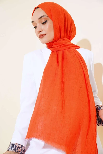 Organik Bambu Kraş Şal Oranj - Resim 2